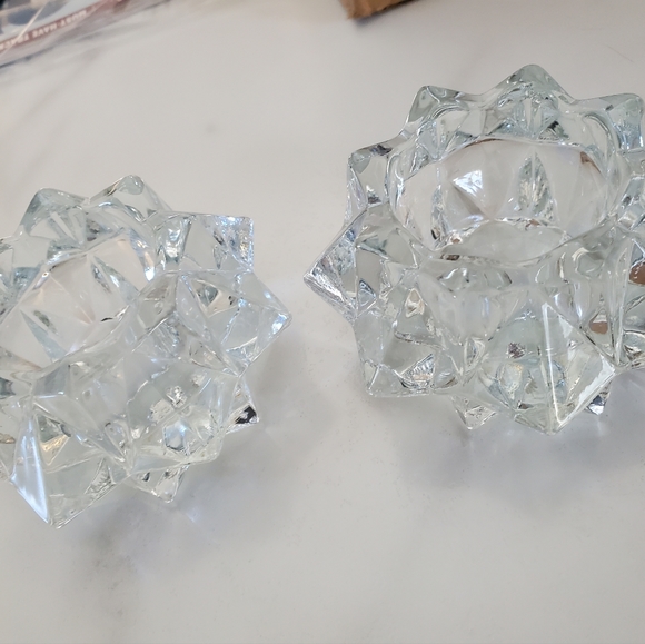 2  Star Burst Glass Votive Tealight Candle Holders - Picture 9 of 12